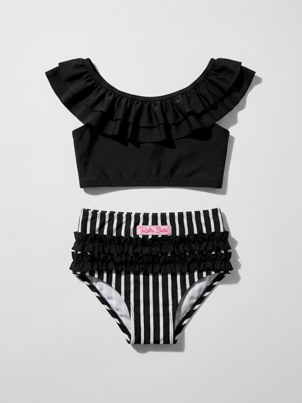 Ruffle Butts Black Ruffle Bikini Girls Size 8 Boutique Swimsuit